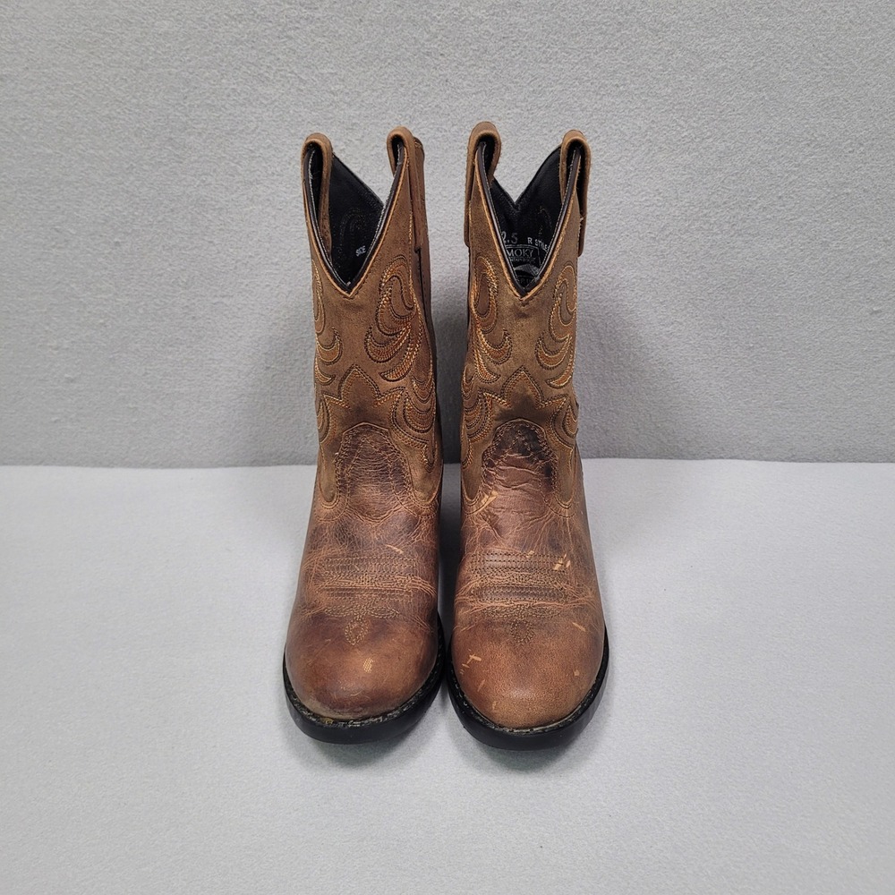 Smoky Mountain Boots Kids Brown Leather Western Cowboy Boots 2.5 R Style 3703C